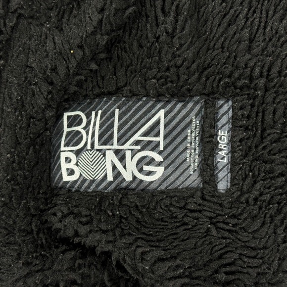 Y2K Billabong Sherpa Lined Hoodie Mens Large Black Full Zip Spell Out Streetwear - Picture 8 of 9